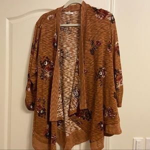 Floral Waterfall Open Front Cardigan
